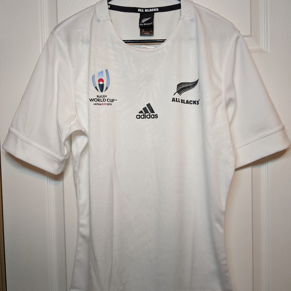 NWT Adidas All Blacks Authentic Rugby Jersey White